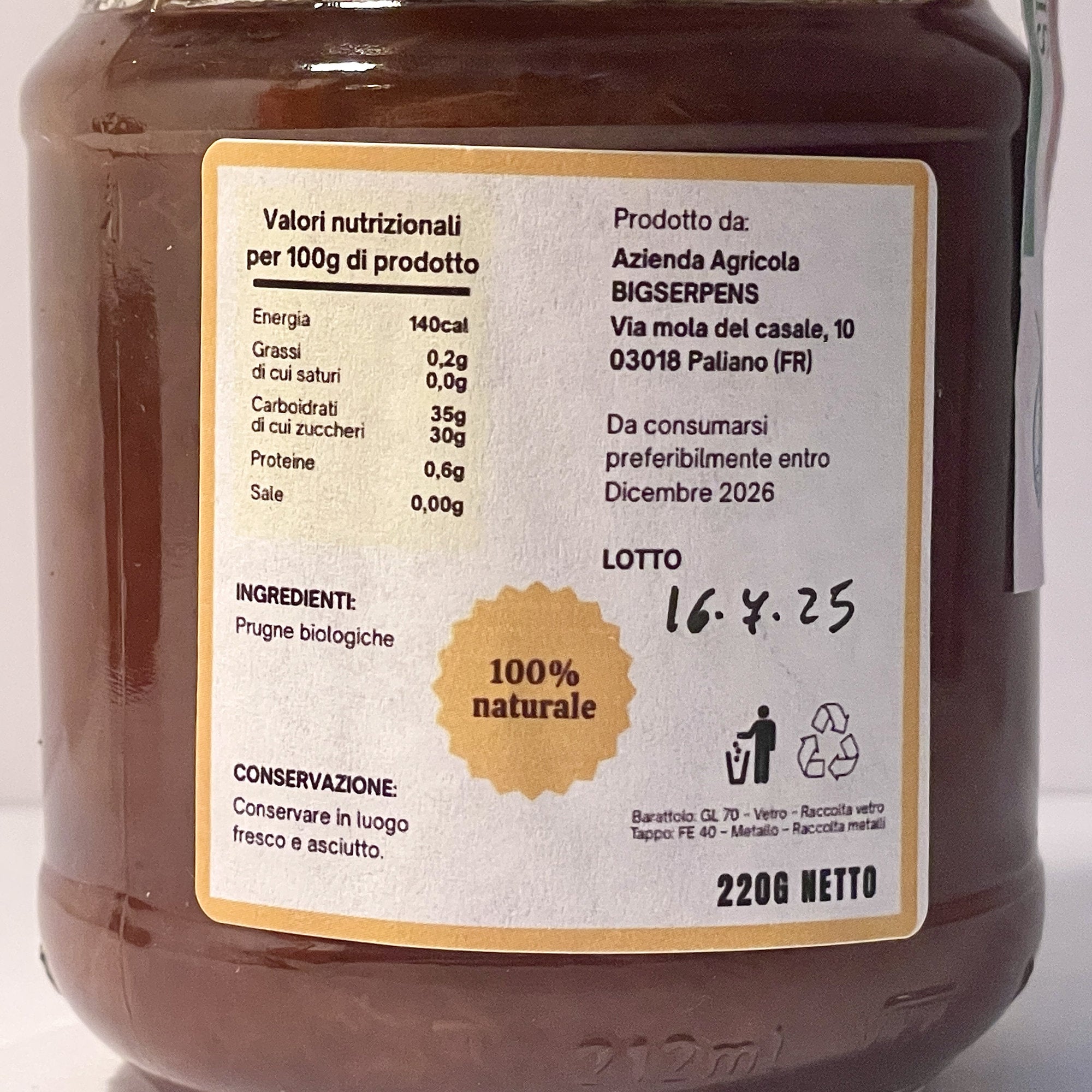 Confettura di Prugna D’Amicella - Nettare e Dolcezze