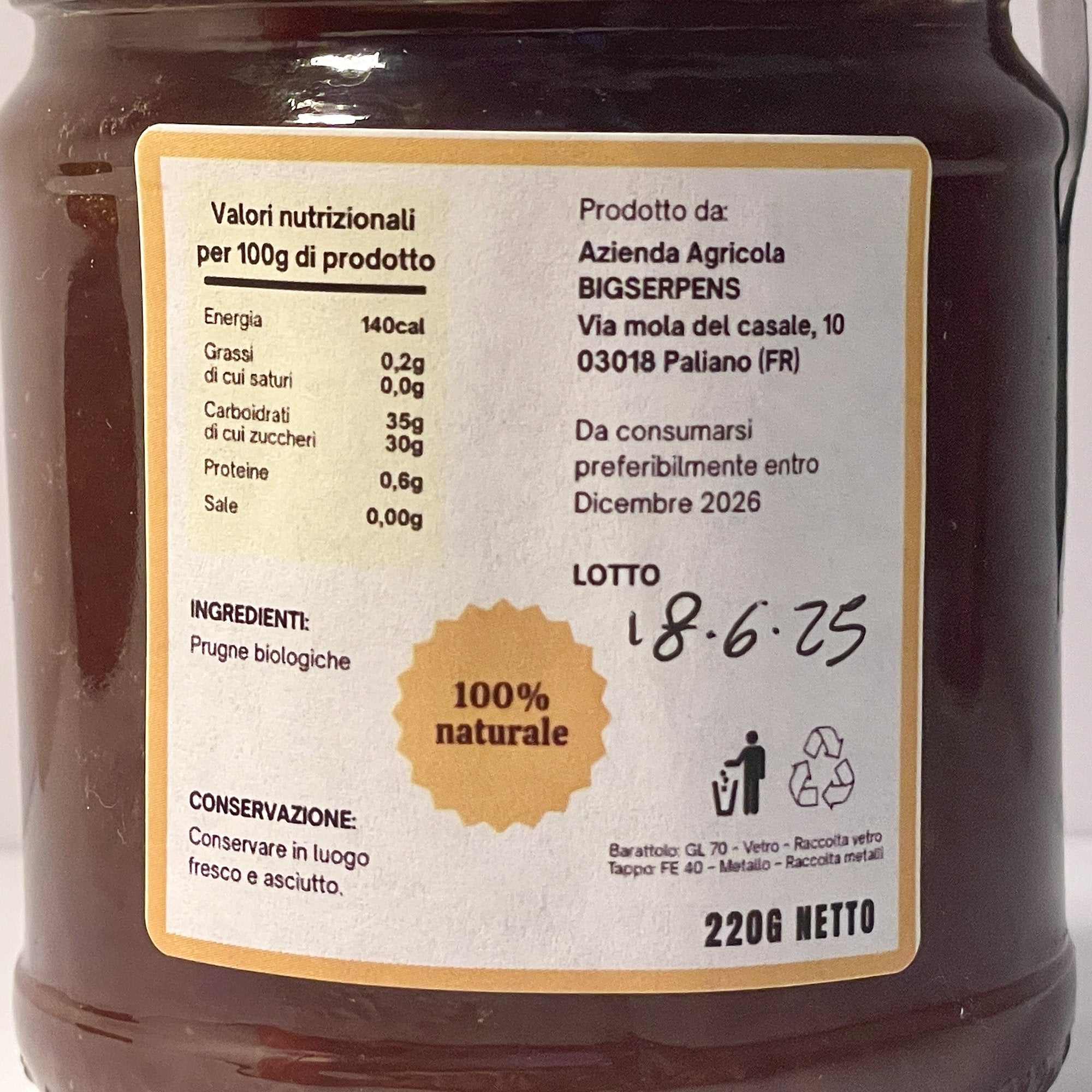 Confettura di Prugna Goccia d’Oro - Nettare e Dolcezze